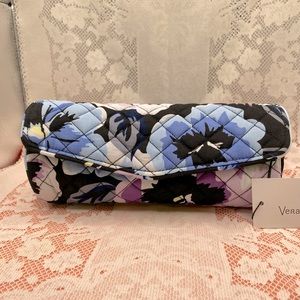 VERA BRADLEY RETIRED PATTERN on a roll make up or pencil case. PLUMB PANSIES